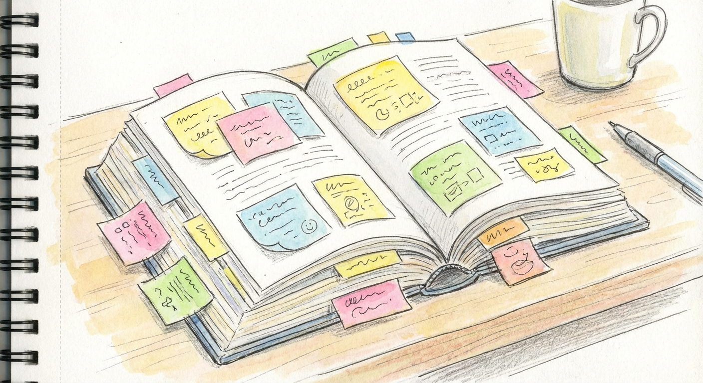 付箋を貼った本のイメージ