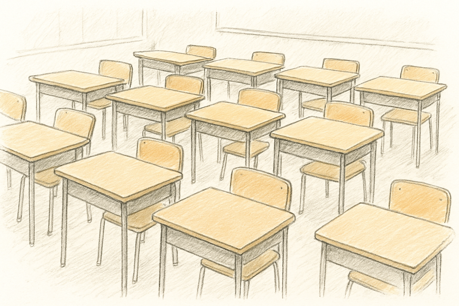 教室の机が並ぶイメージ