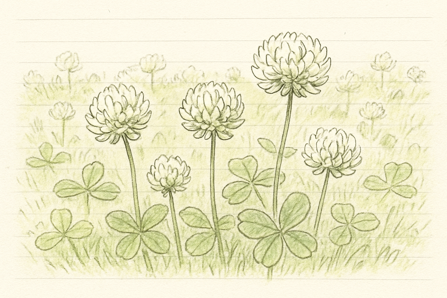 野原に咲くクローバーの花のイメージ