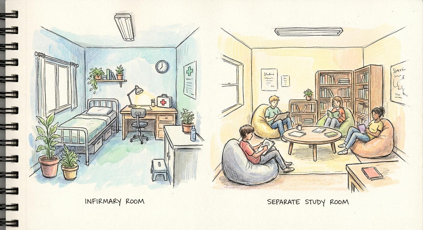 保健室・別室登校のイメージイラスト