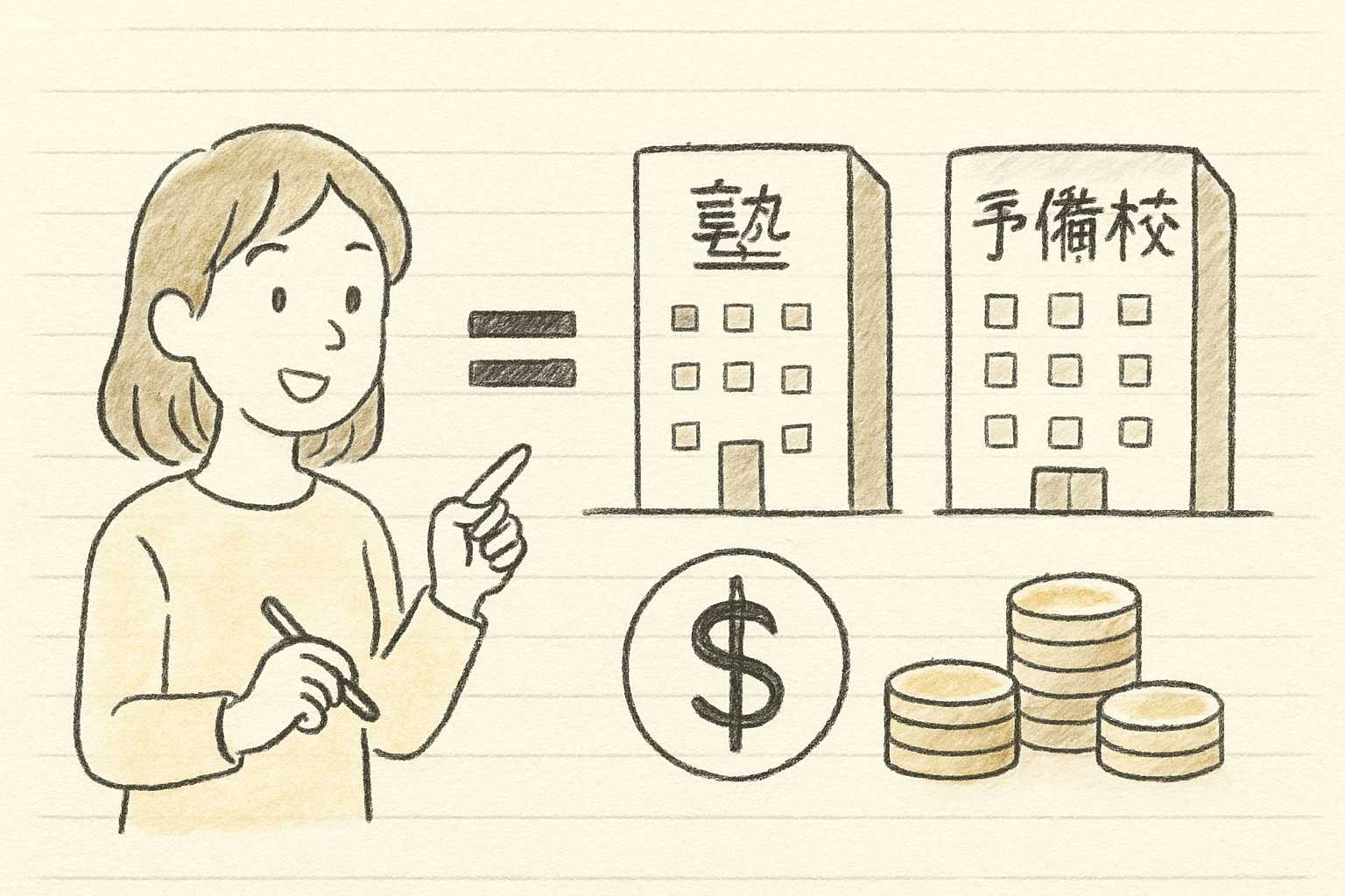 塾の費用を比較するイメージイラスト