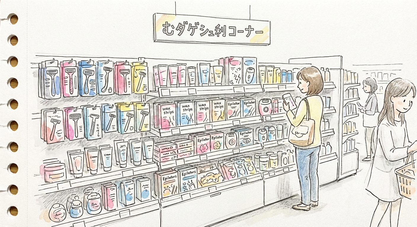 ドラッグストアのムダ毛処理コーナーのイメージ