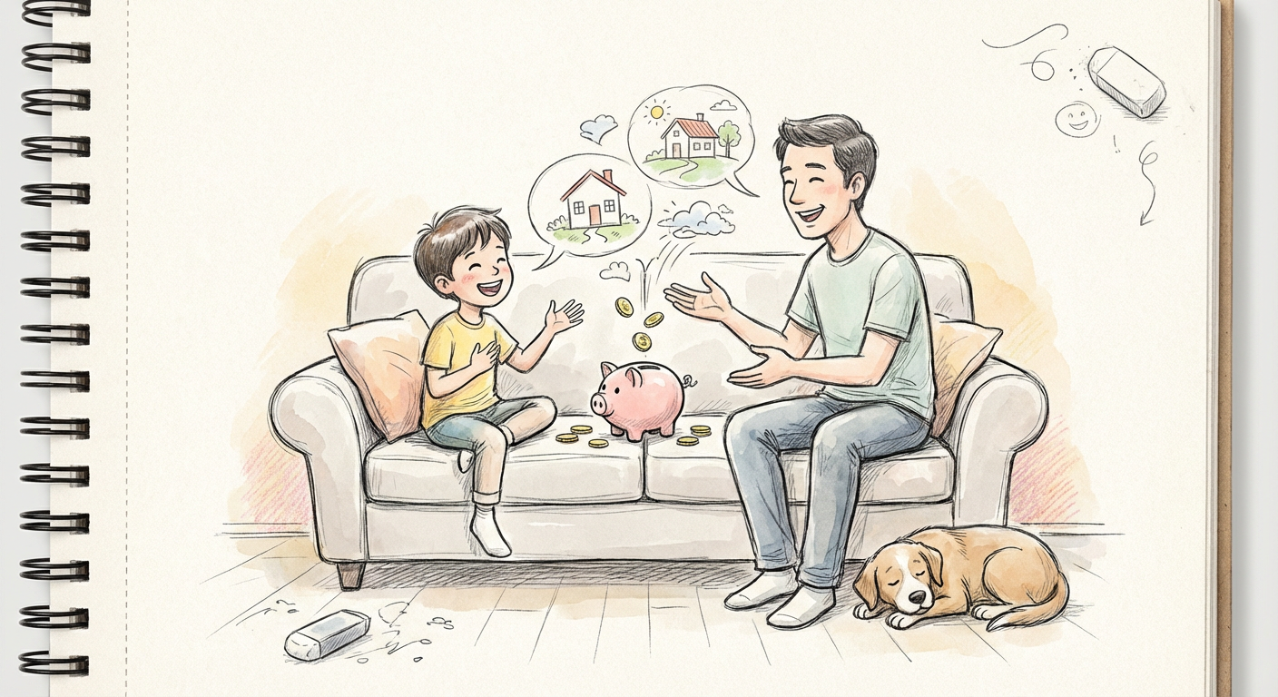 親子でお金について話し合うイメージ