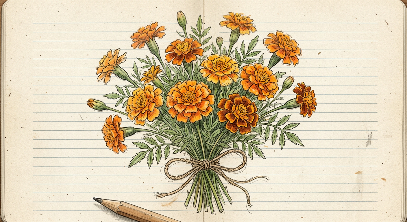 オレンジ色のマリーゴールドの花束のイメージ