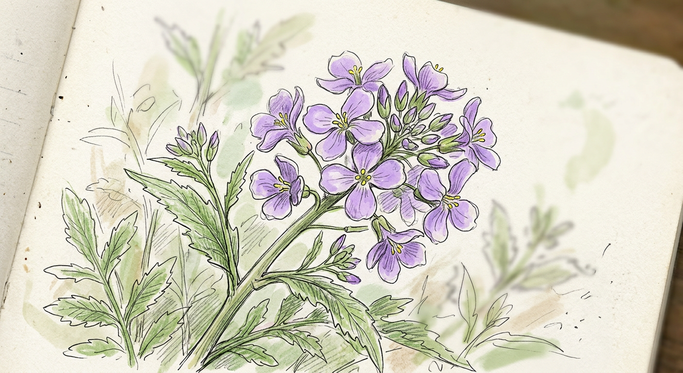 紫色の菜の花（ムラサキハナナ）のクローズアップ