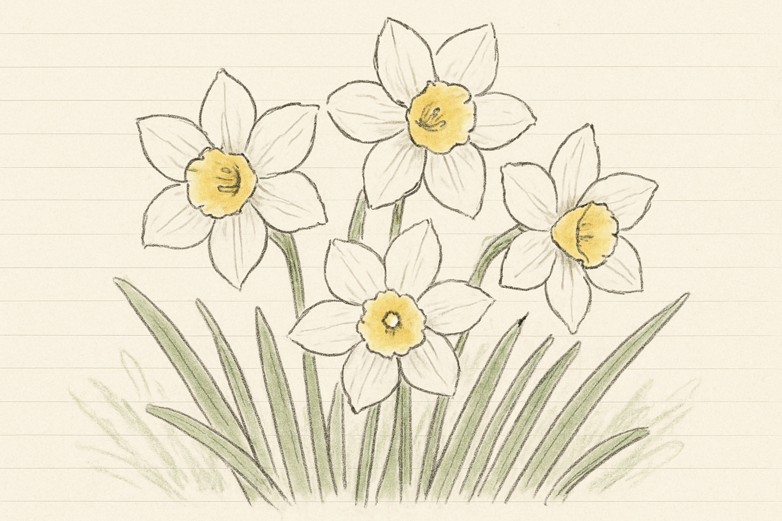 白いスイセンの花が咲いている様子