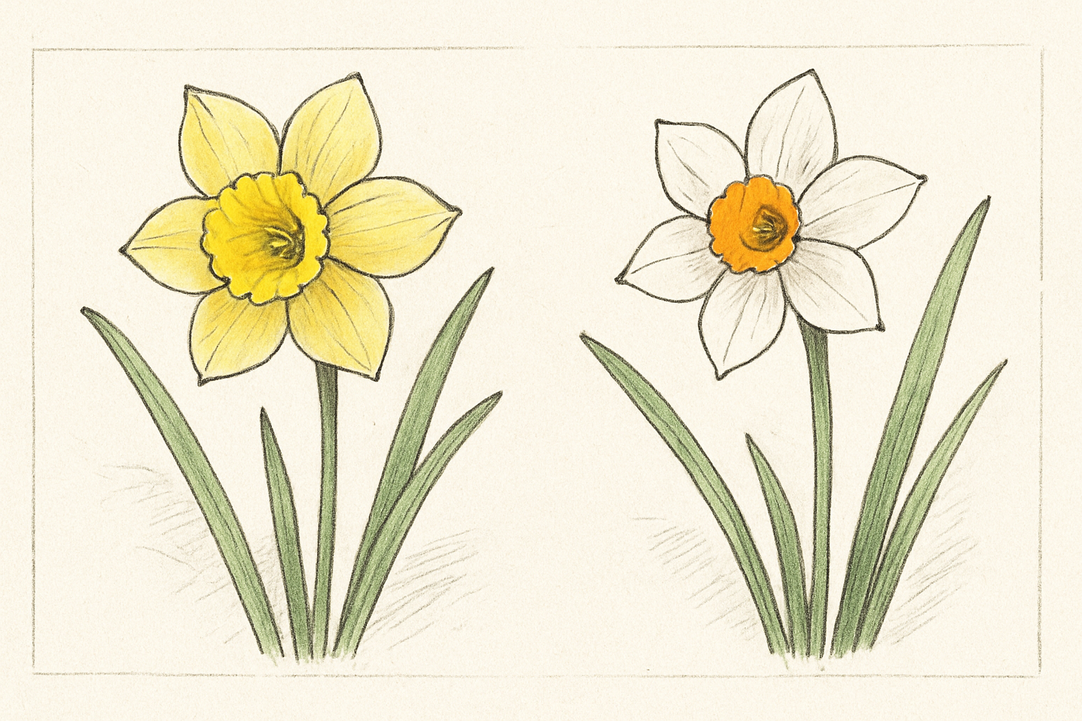 ラッパスイセンとニホンスイセンの比較イメージ