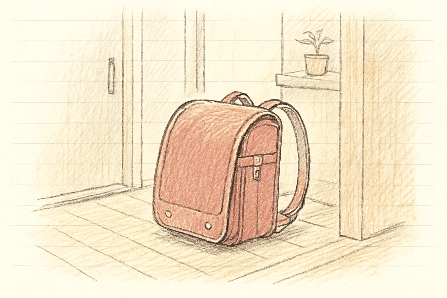 ランドセルが玄関に置かれているイメージ