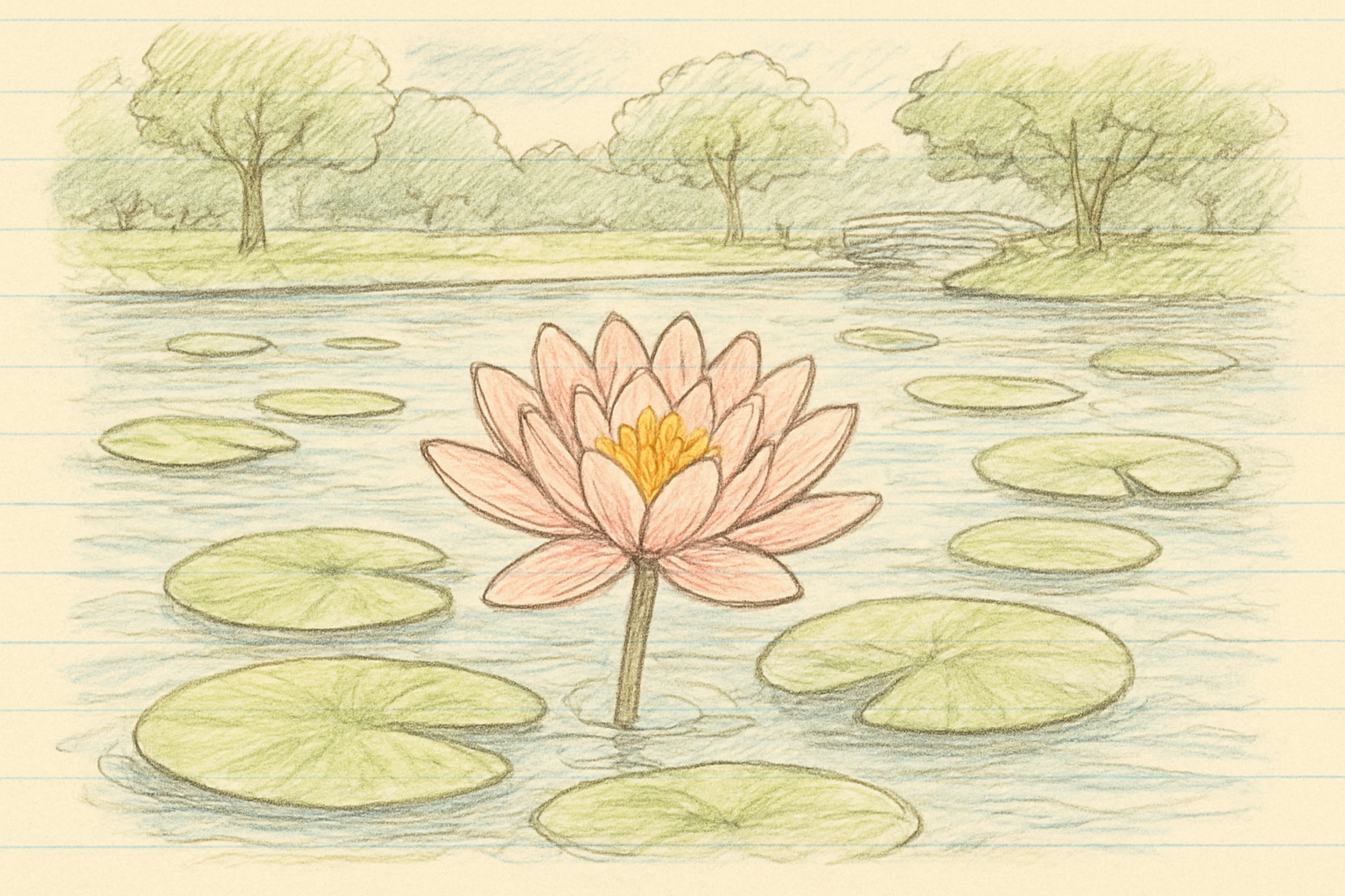 公園の池に咲く夏の睡蓮のイメージ