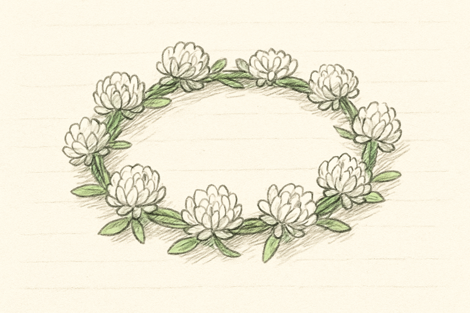 シロツメクサで作った花冠のイメージ