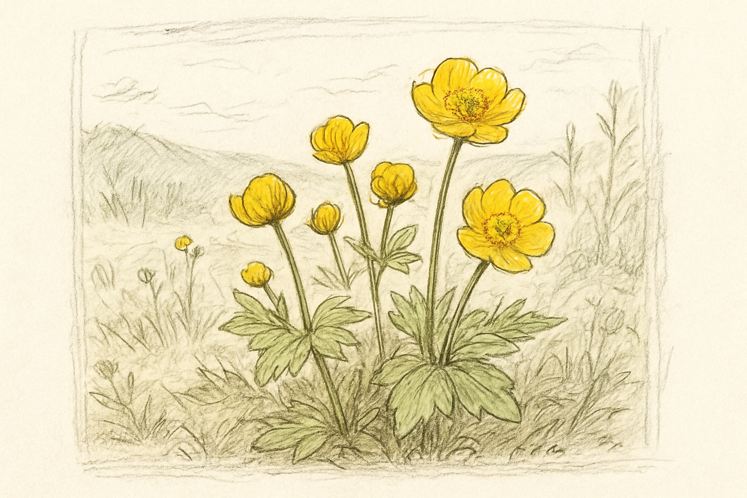 山野に咲く黄色い弟切草の花のイメージ