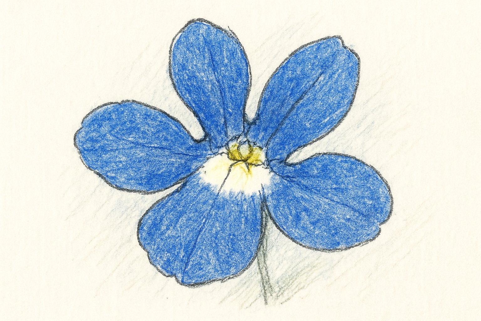 瑠璃色のロベリアの小花をアップで写した写真。上2枚・下3枚に分かれた花びらと白い中心が分かるもの